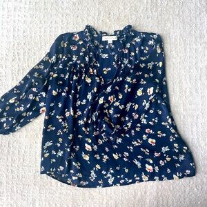 LOVESTITCH- Navy Floral Blouse- Size L